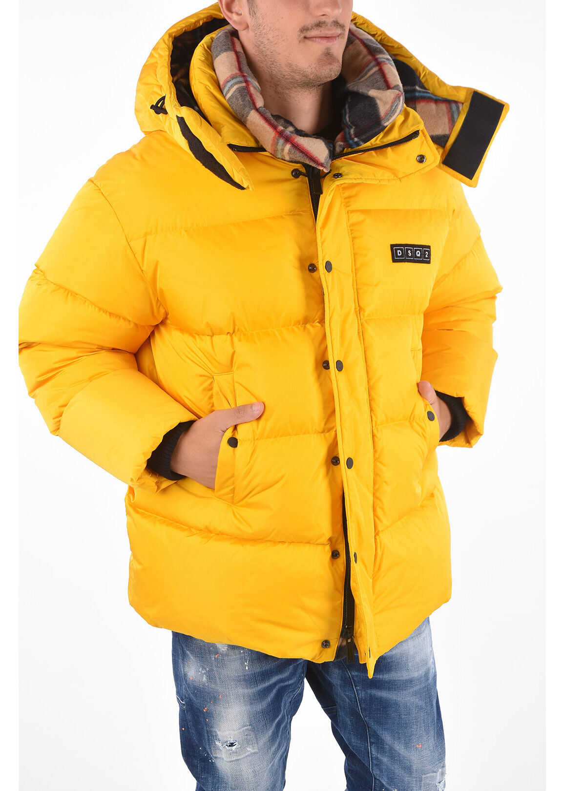 DSQUARED2 Down Jacket With Removable Hood Yellow