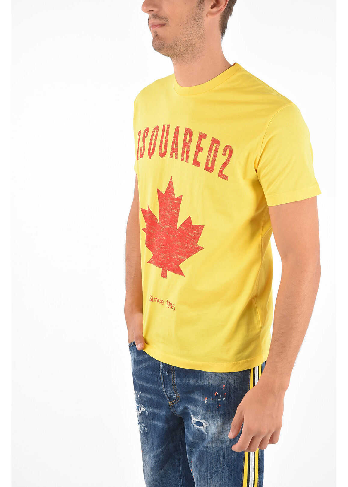 DSQUARED2 Vintage Effect Printed Cool Fit T-Shirt Yellow