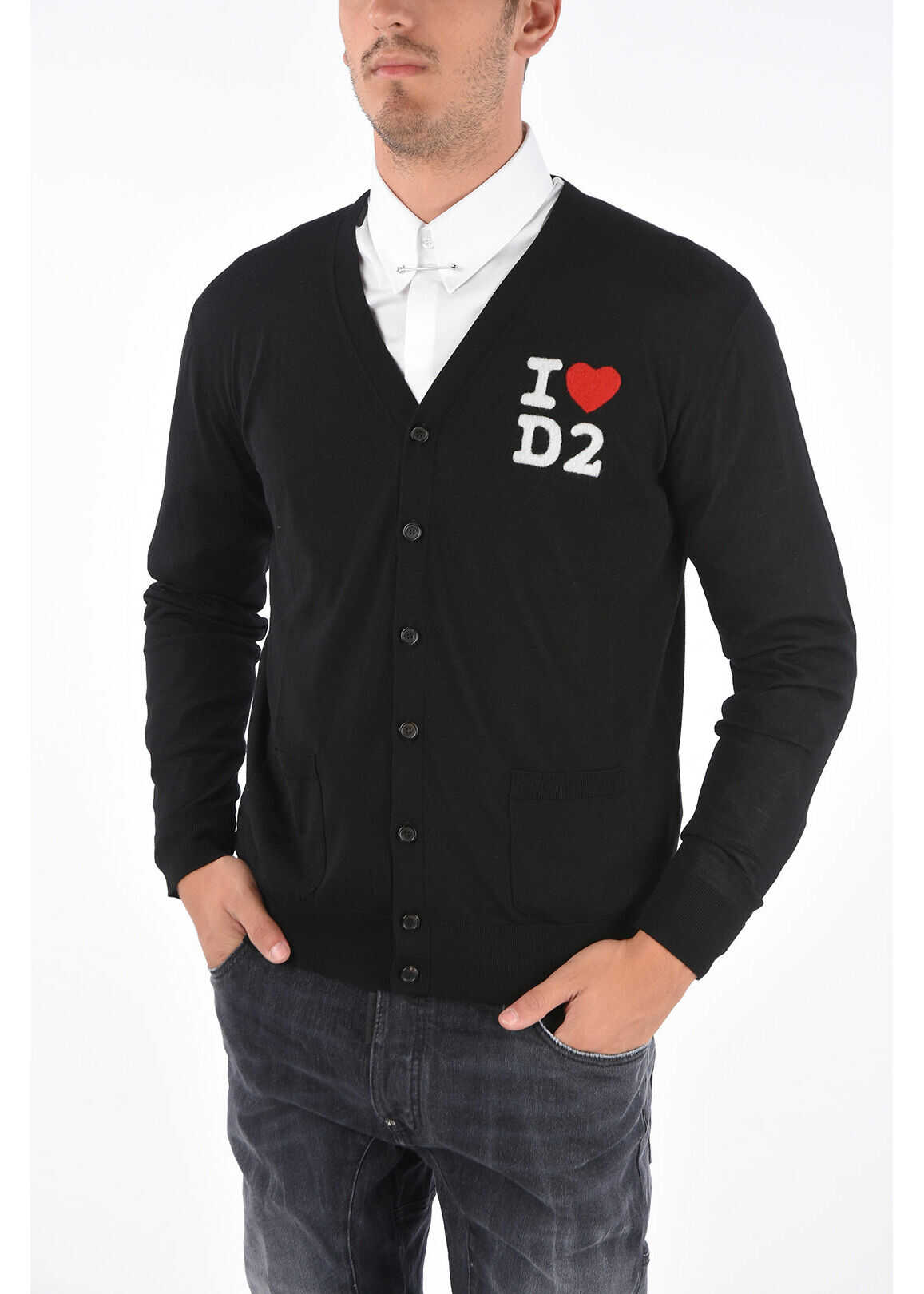 DSQUARED2 2 Pocket I Love D2 Cardigan Black