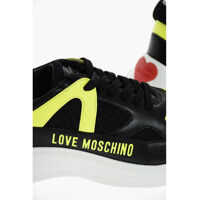 Pantofi sport Moschino Dama - Sneakers Moschino Love Fabric And Leather Sneakers Black Femei (BM 8562123) - B-mall.ro