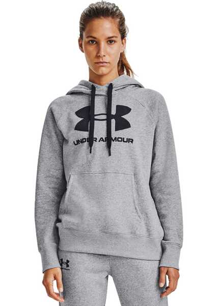 Hanorace Under Armour Rival Fleece Logo Hoodie Grey Femei (BM 8563755) 3