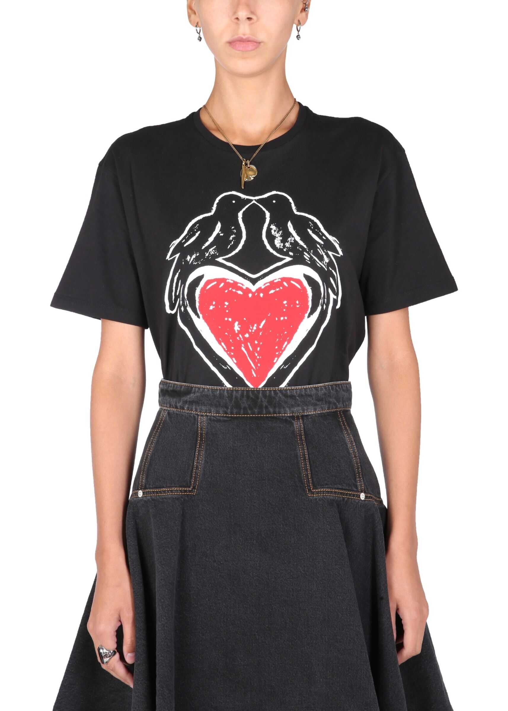 Alexander McQueen T-Shirt With Logo Print 668432_QZADP0520 BLACK