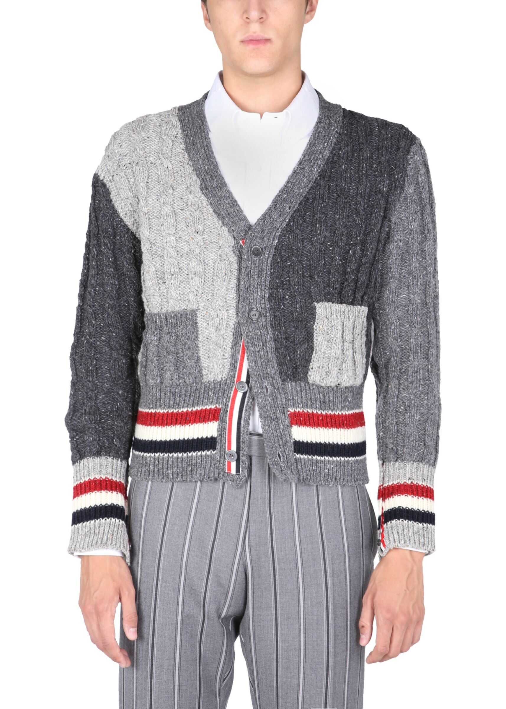 Thom Browne V-Neck Cardigan MKC357F_Y1502982 GREY