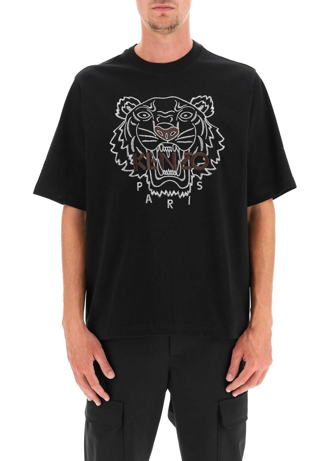 Kenzo Oversized T-Shirt With Tiger Embroidery FB65TS0894YF BLACK