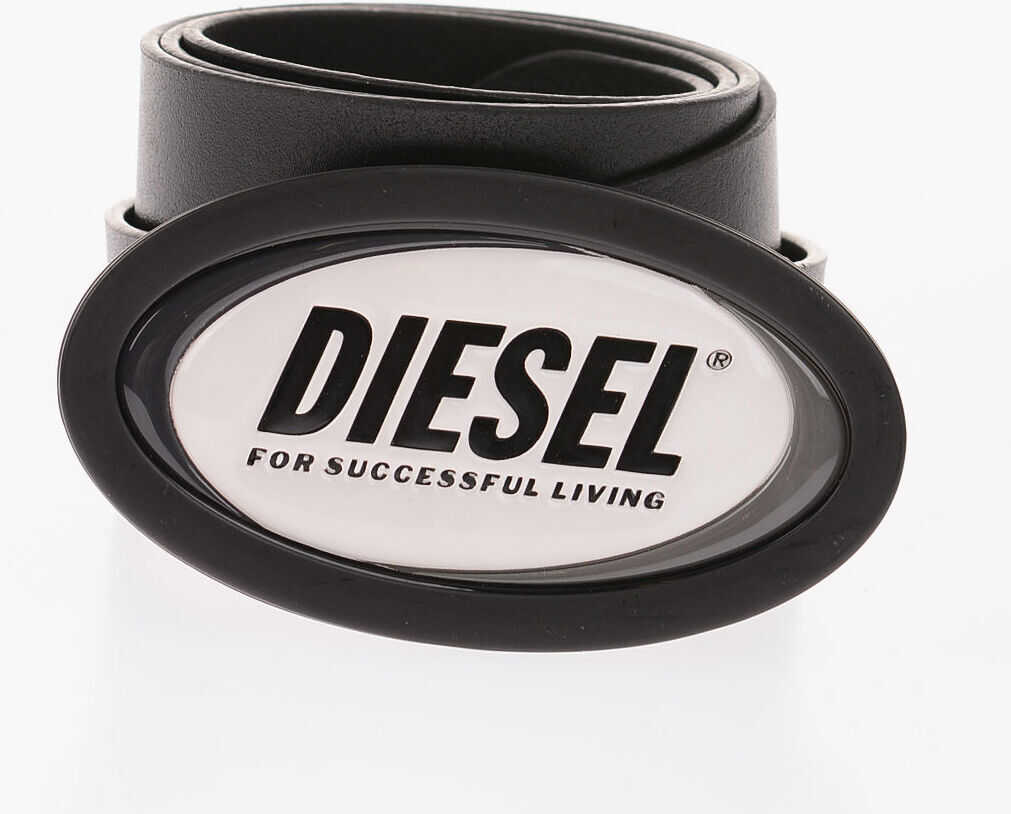 Diesel Logoed Leather B-Clubber Belt Black