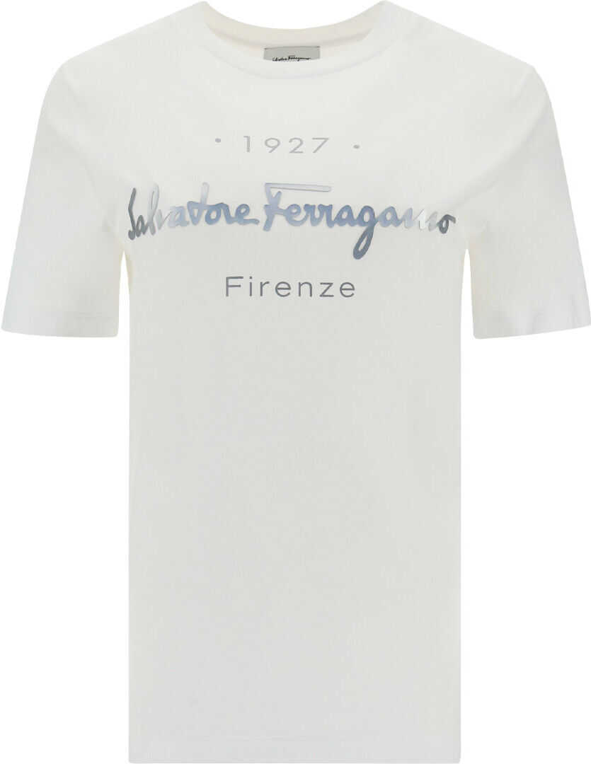 Salvatore Ferragamo T-Shirt 749034 WHITE/SILVER