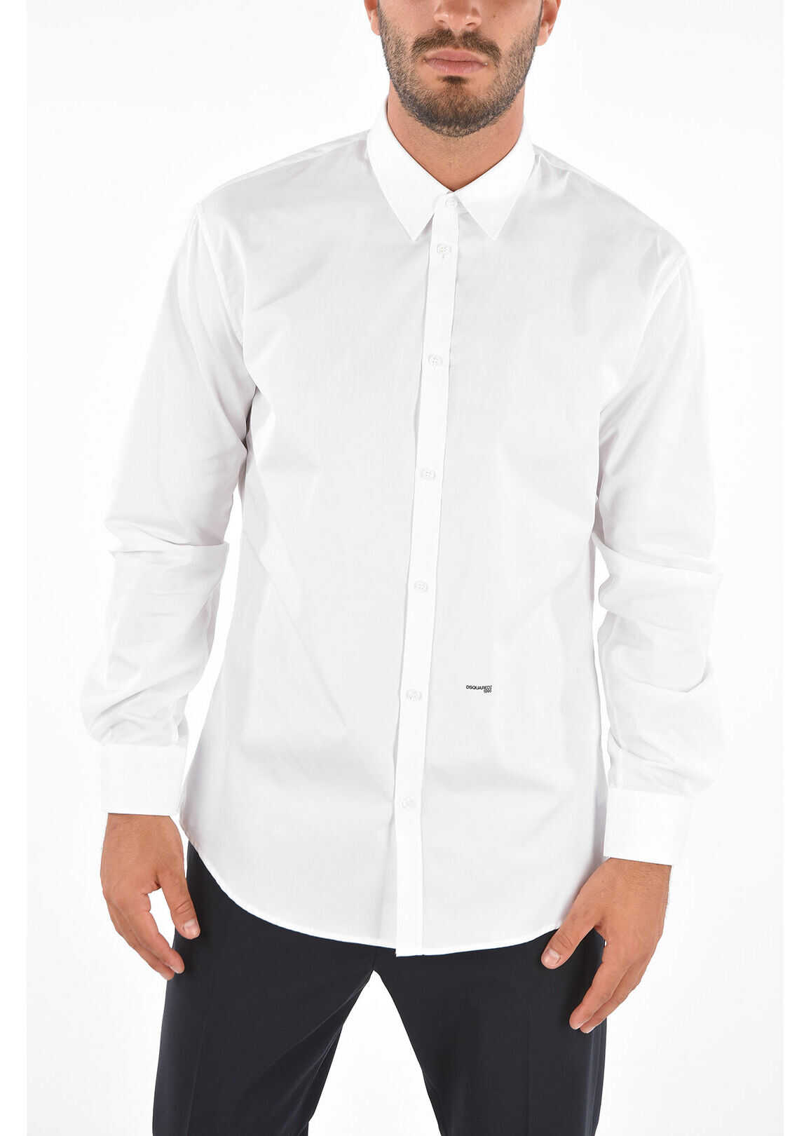 DSQUARED2 Cotton Spread Collar Shirt White