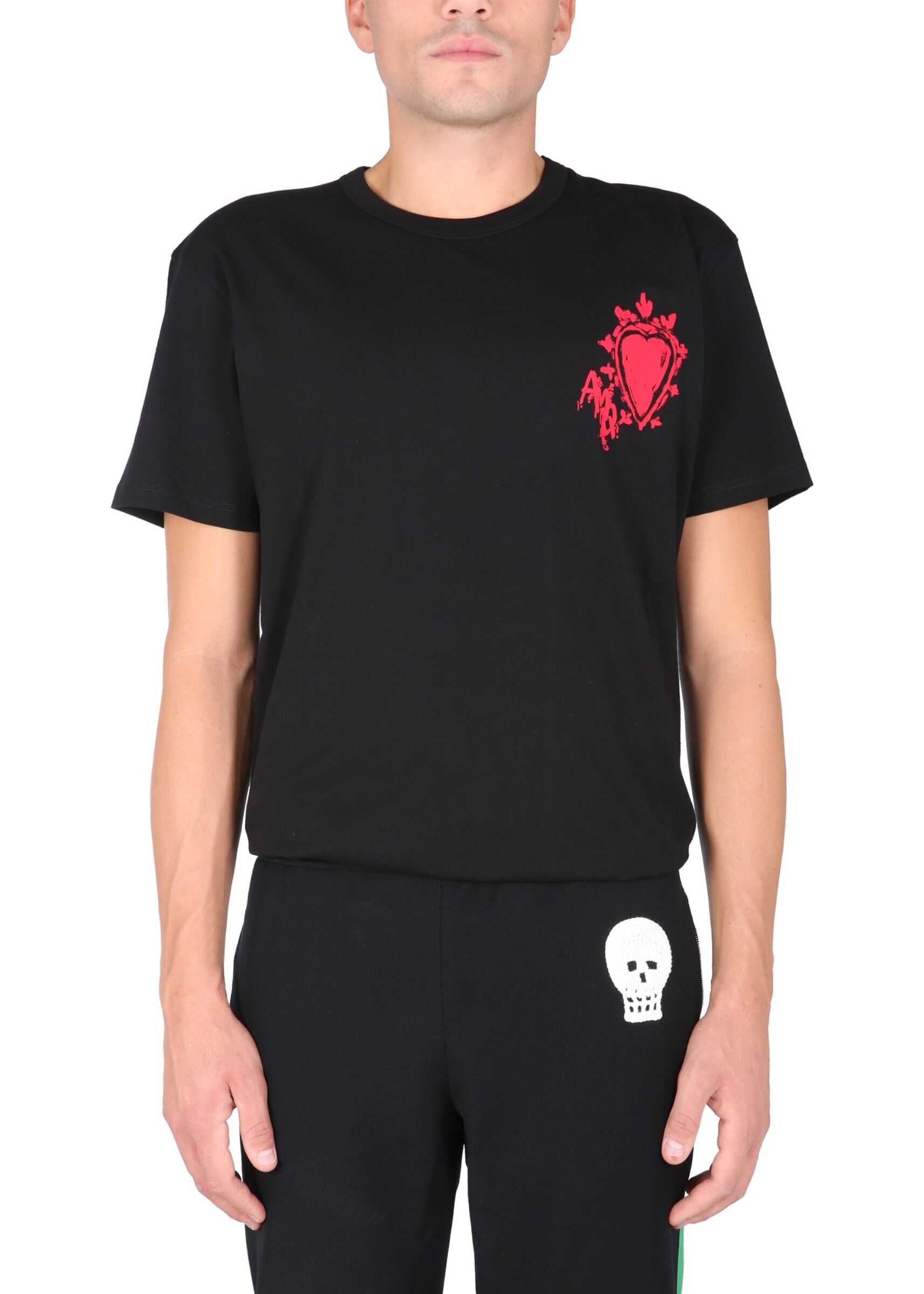 Alexander McQueen "Heart Skull" T-Shirt 666611_QRZ900901 BLACK