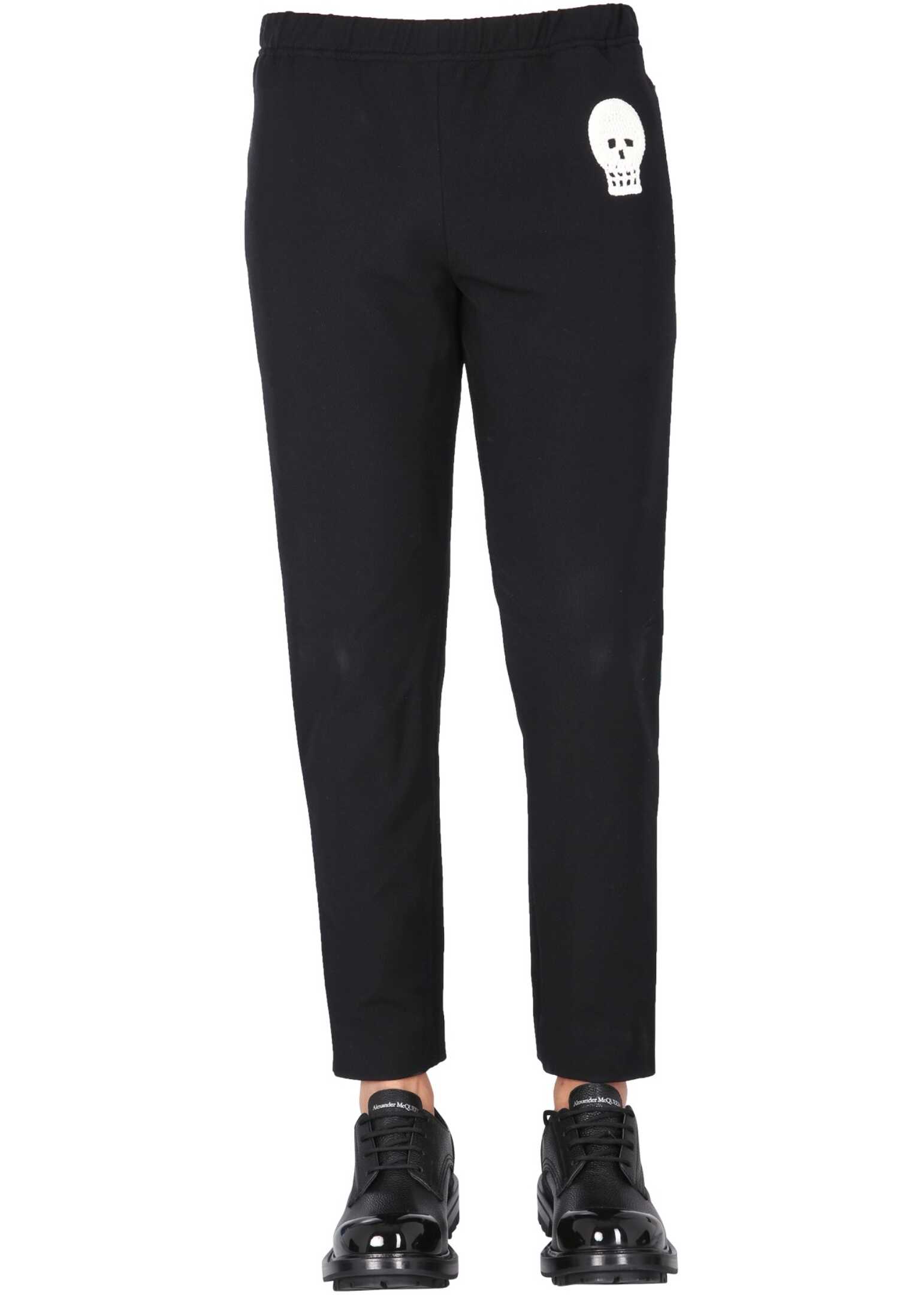 Alexander McQueen Jogging Pants With Embroidered Skull BLACK