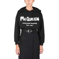 Hanorace Sweatshirt With Graffiti Logo Print Femei