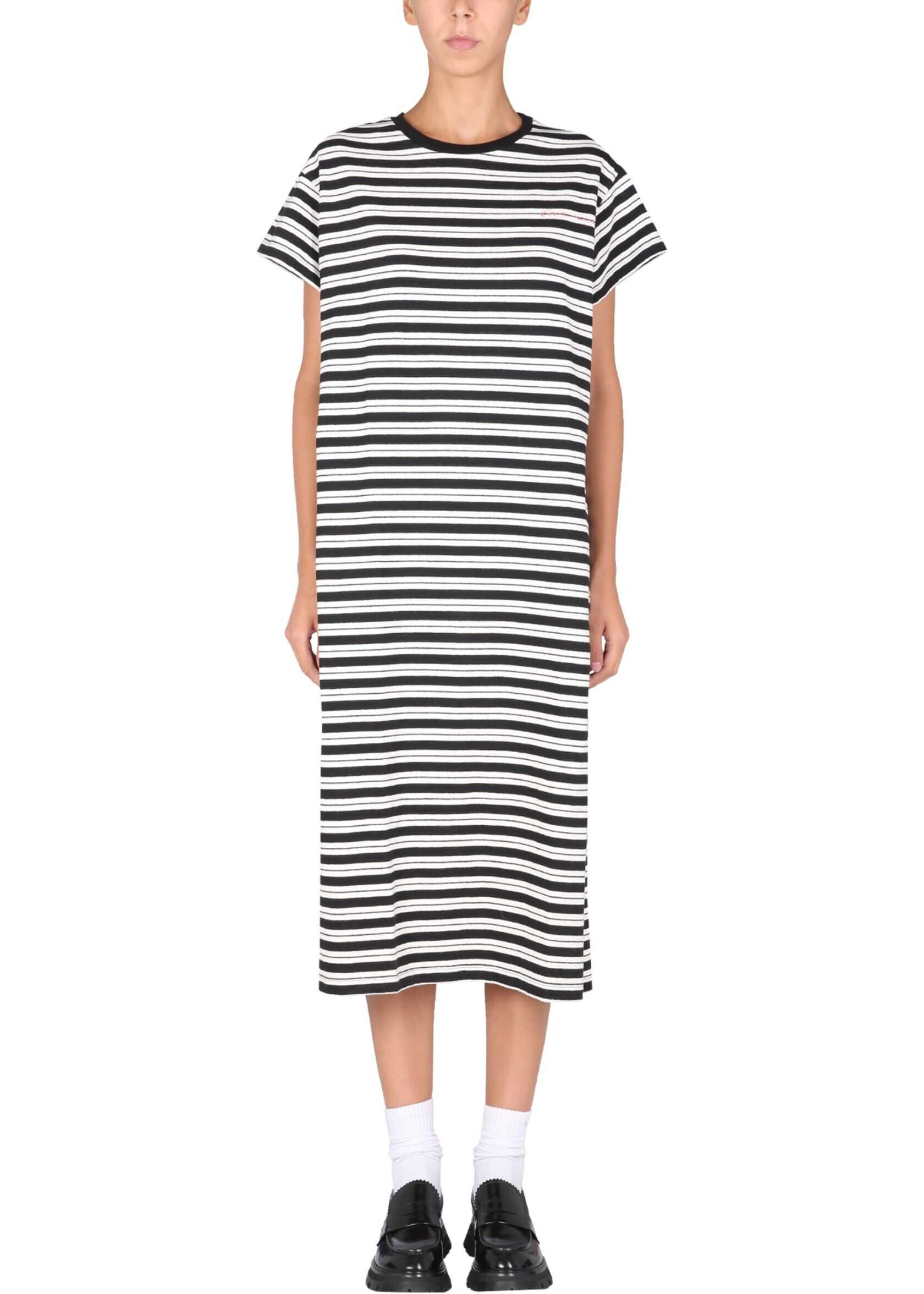 Être Cécile Dress With Lettering Logo Print ECS-SS-MDRS-180G_BLACKCREAM MULTICOLOUR