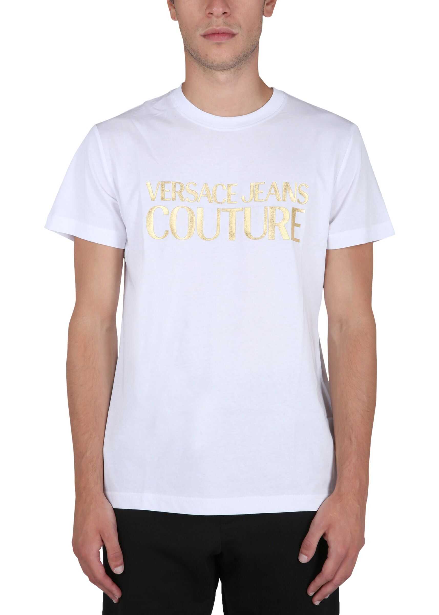 Versace Jeans Couture T-Shirt With Logo Print 71GAHT04_CJ00TG03 WHITE