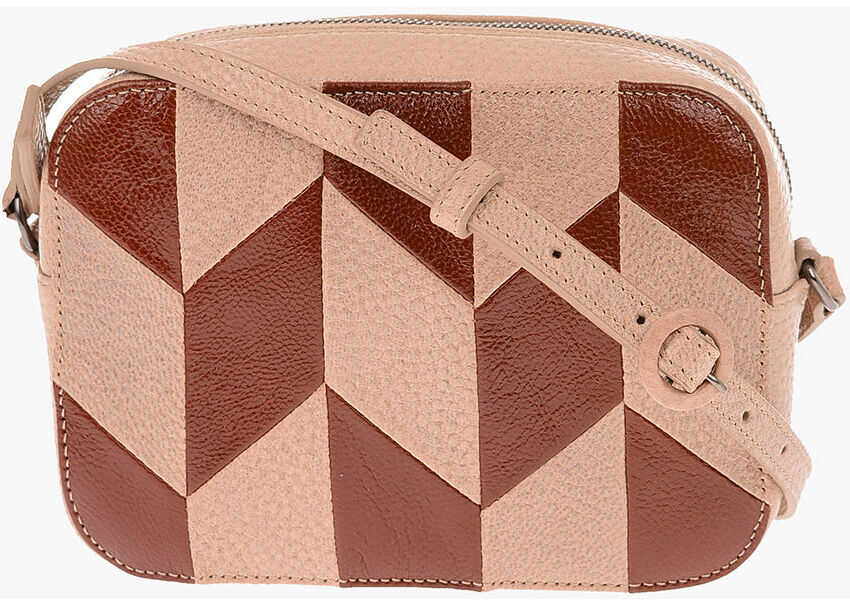 DROME Textured Leather Geometrical Detail Camera Bag Brown image4