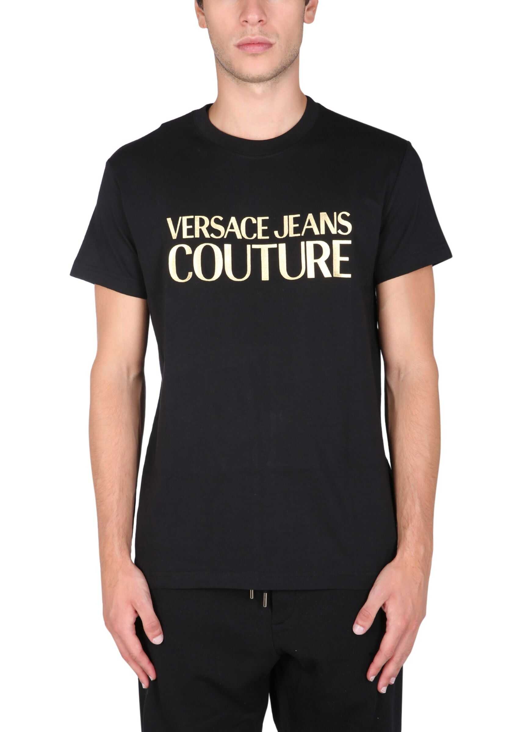Versace Jeans Couture T-Shirt With Logo Print 71GAHT04_CJ00TG89 BLACK