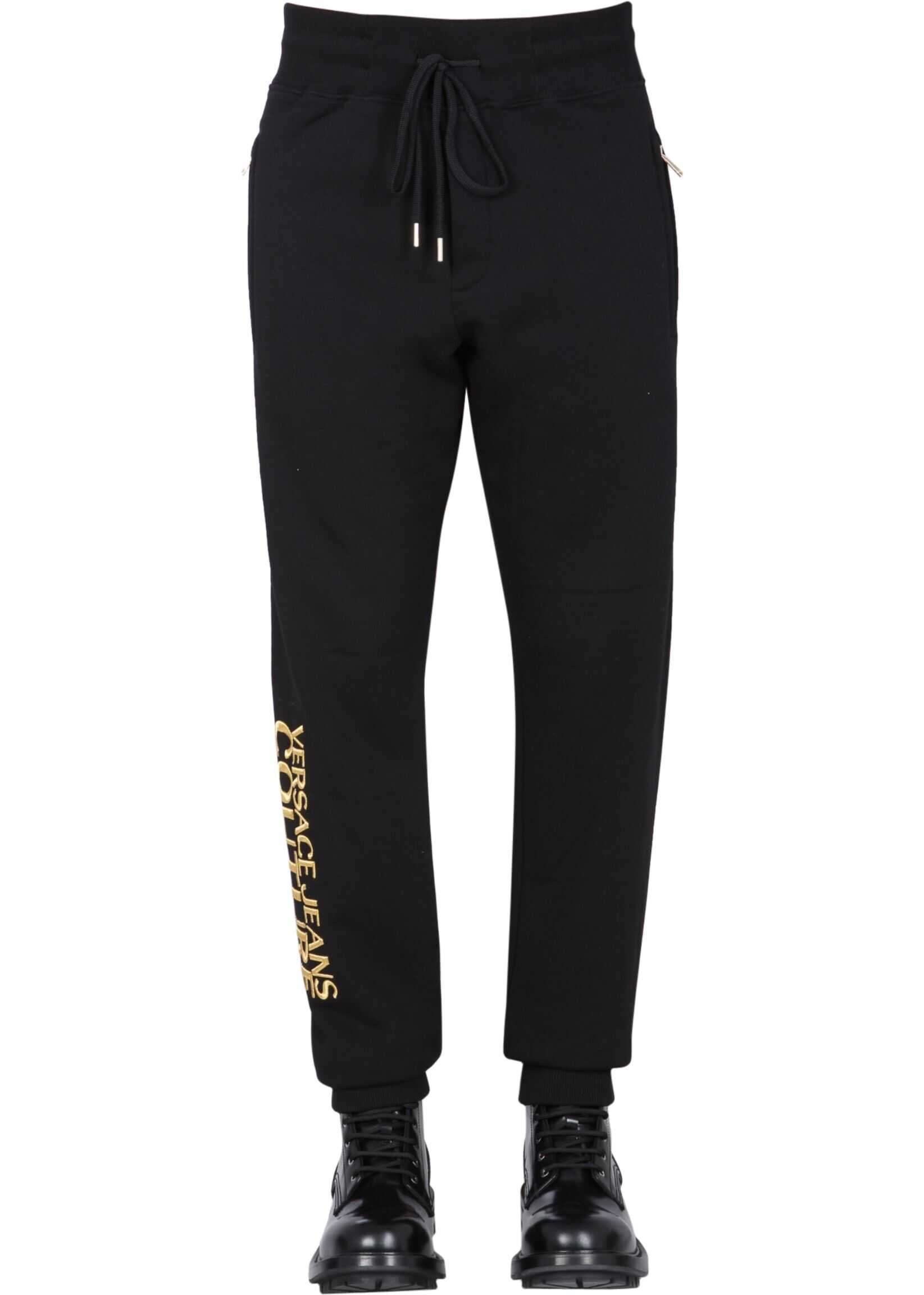 Versace Jeans Couture Jogging Pants With Embroidered Logo 71GAAT01_CF00TG89 BLACK