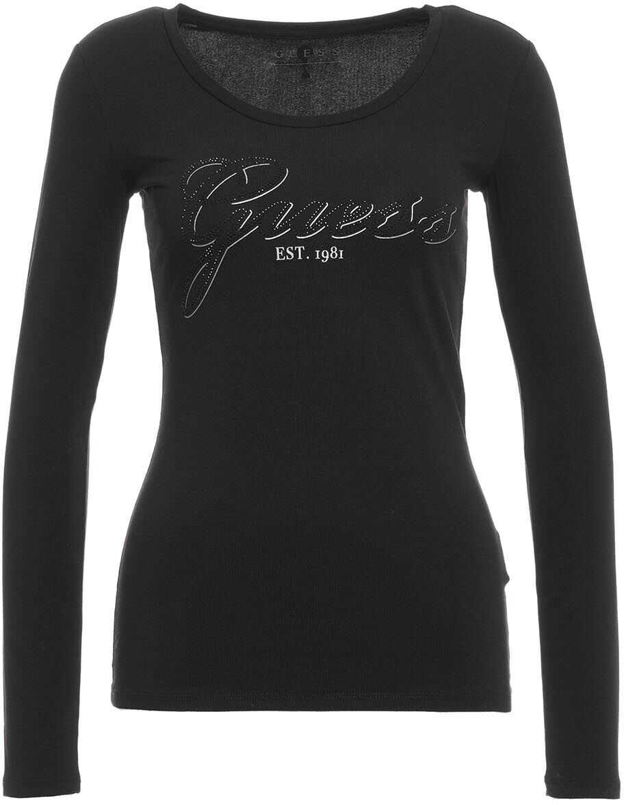 GUESS Shirt with rhinestone logo* Black