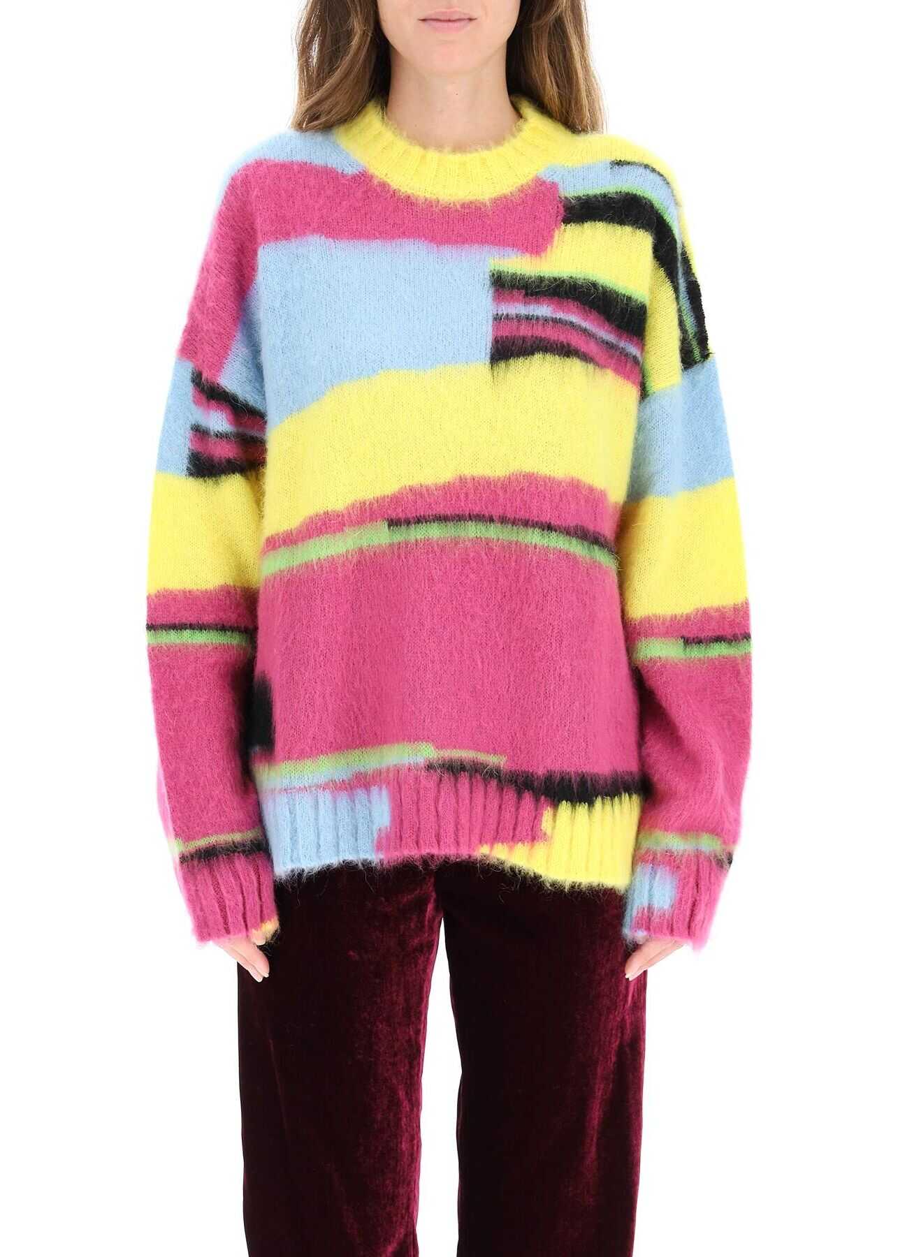 MSGM \'The Long Thing\' Sweater By Alessandro Calabrese 3142MDM227 217975 PINK MULTICOLOR