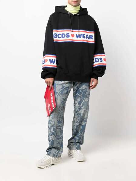 Hanorace GCDS Cute Tape Logo Sweatshirt BLACK Barbati (BM 8577537) 2