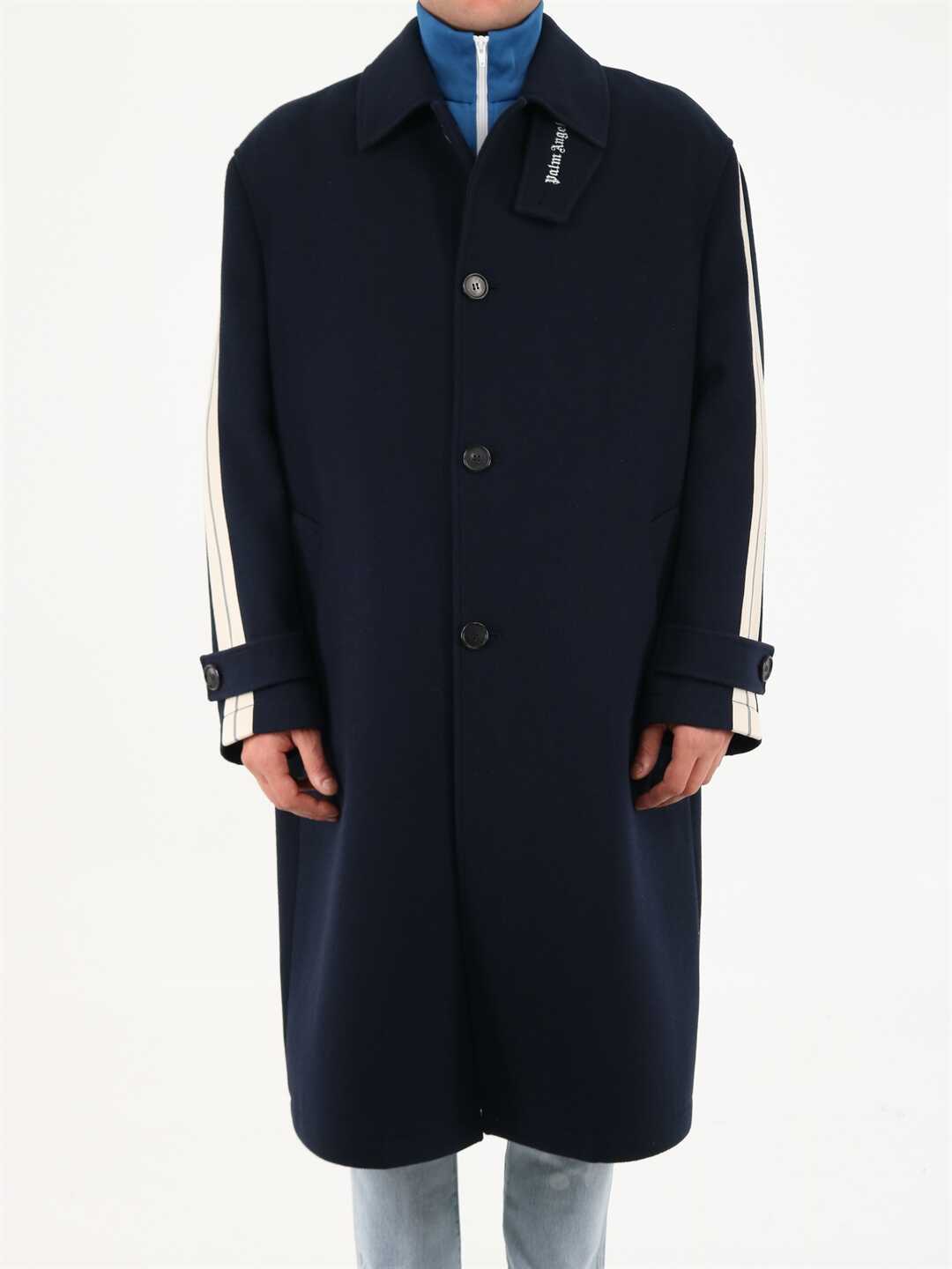 Palm Angels Wool Coat Blue