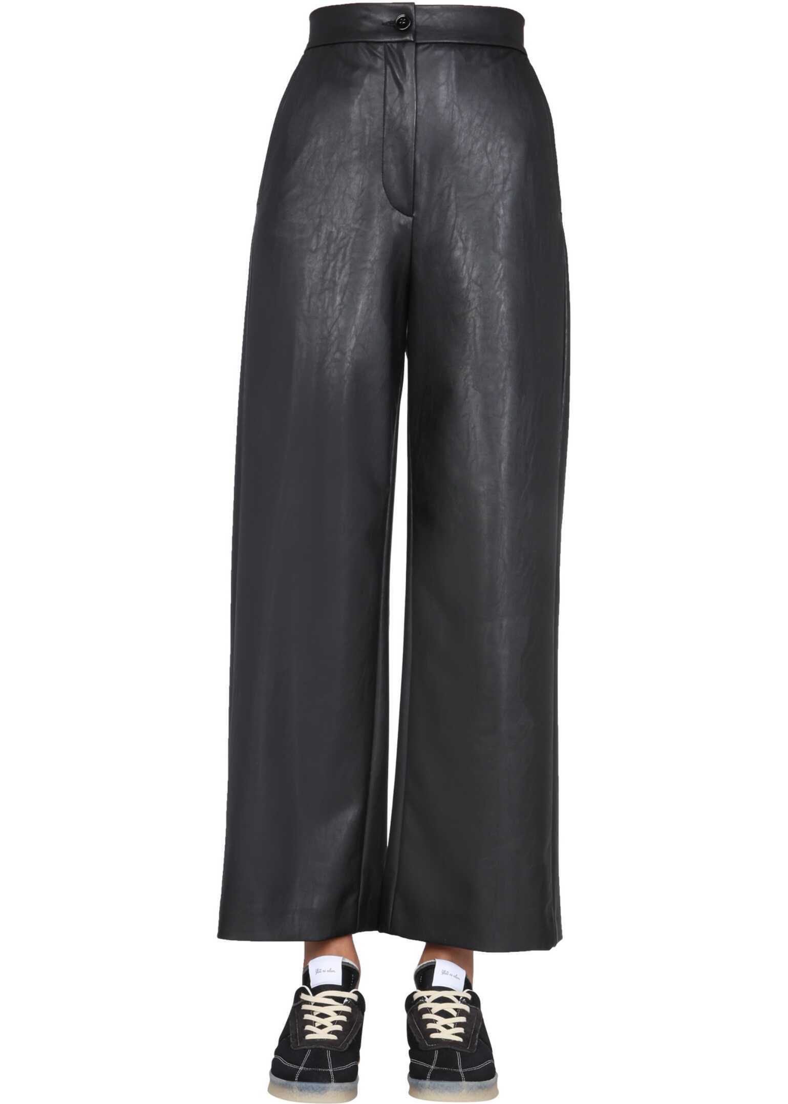 MM6 Maison Margiela Faux Leather Trousers S62KB0096_S54211900 BLACK