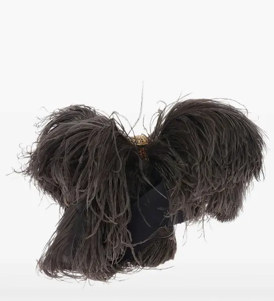 Genti de mana Balenciaga Ostrich Feather Handbag With Jewel Closure Brown Femei (BM 8586237) 2