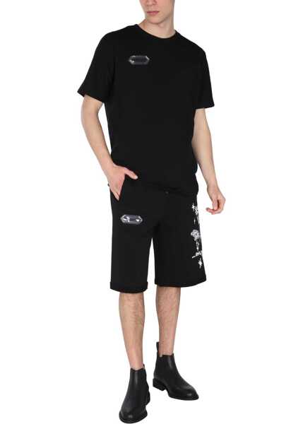 Pantaloni scurti Disclaimer Bermuda With Screen Print BLACK Barbati (BM 8587818) 2