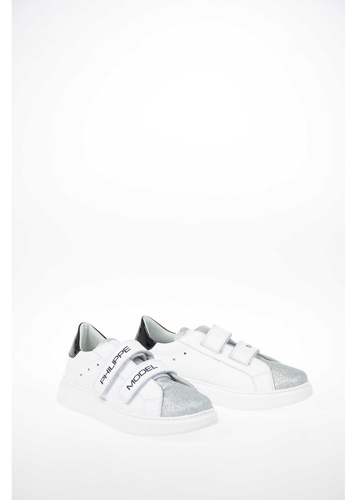 Philippe Model Leather Glittered Granville Sneakers White