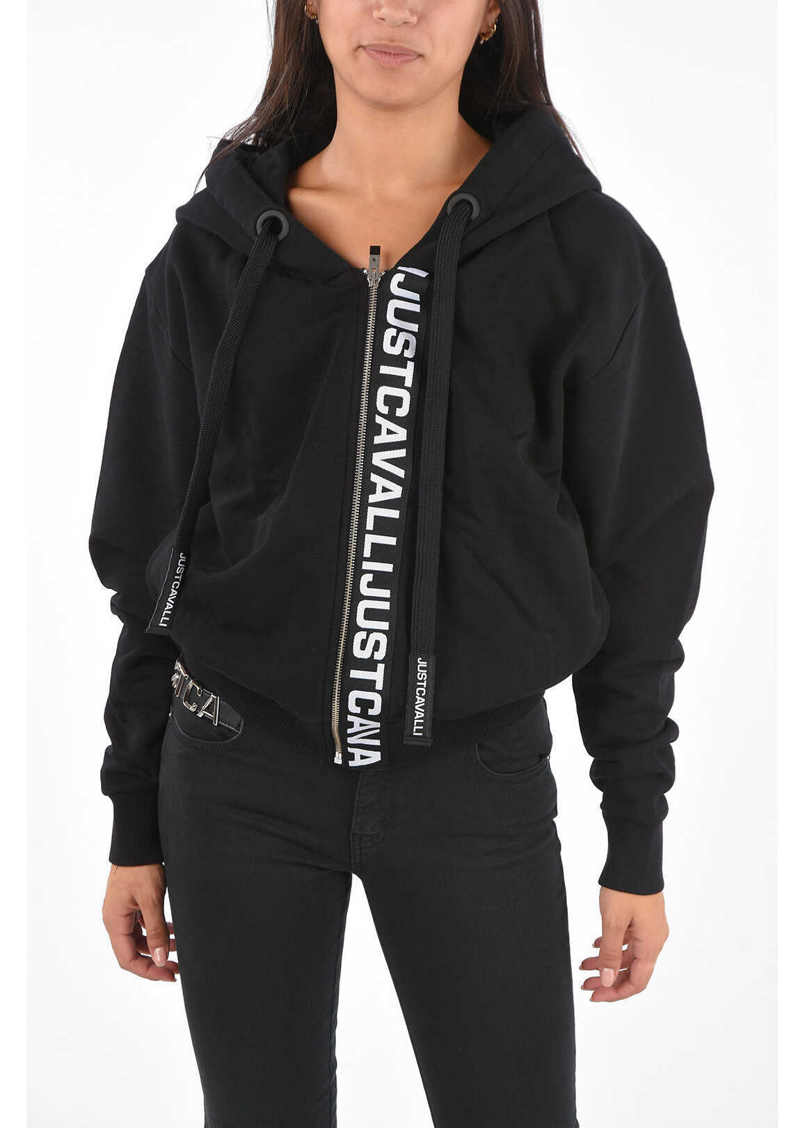 Just Cavalli Zipped Up Sweatshirt Black