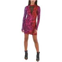 Rochii scurte Abstract Print Plunging Neckline Mini Bodycon Dress Femei