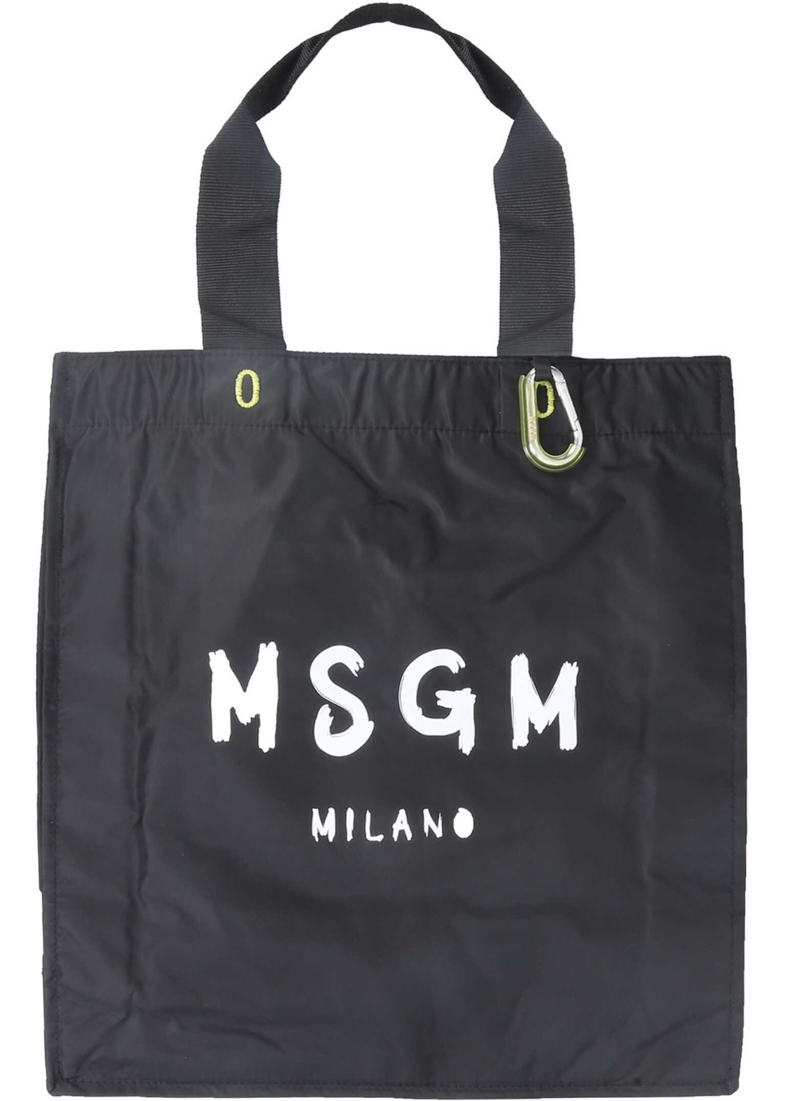 MSGM Shopping Bag With Brushed Logo 3141MDZ43_42099 BLACK