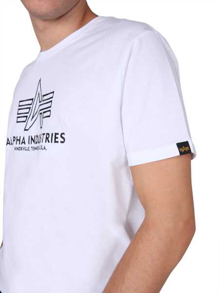 Tricouri Alpha Industries T-Shirt With Embroidered Logo WHITE Barbati (BM 8592891) 4