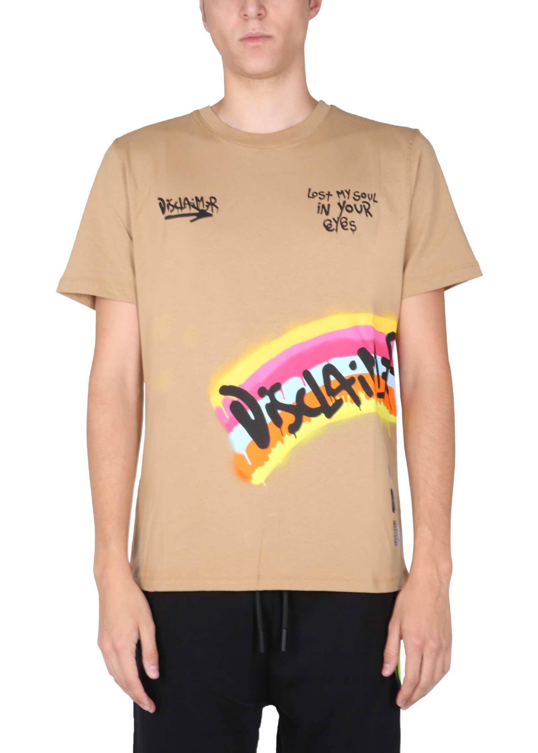 Disclaimer T-Shirt With Screen Print BROWN