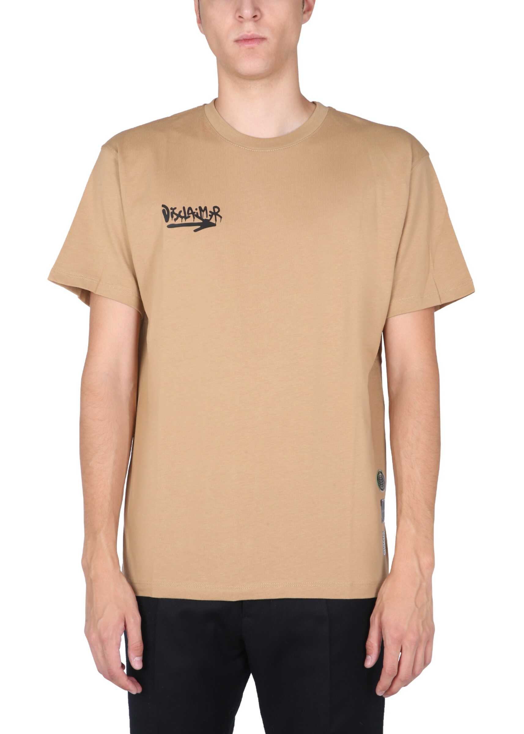 Disclaimer T-Shirt With Screen Print BROWN