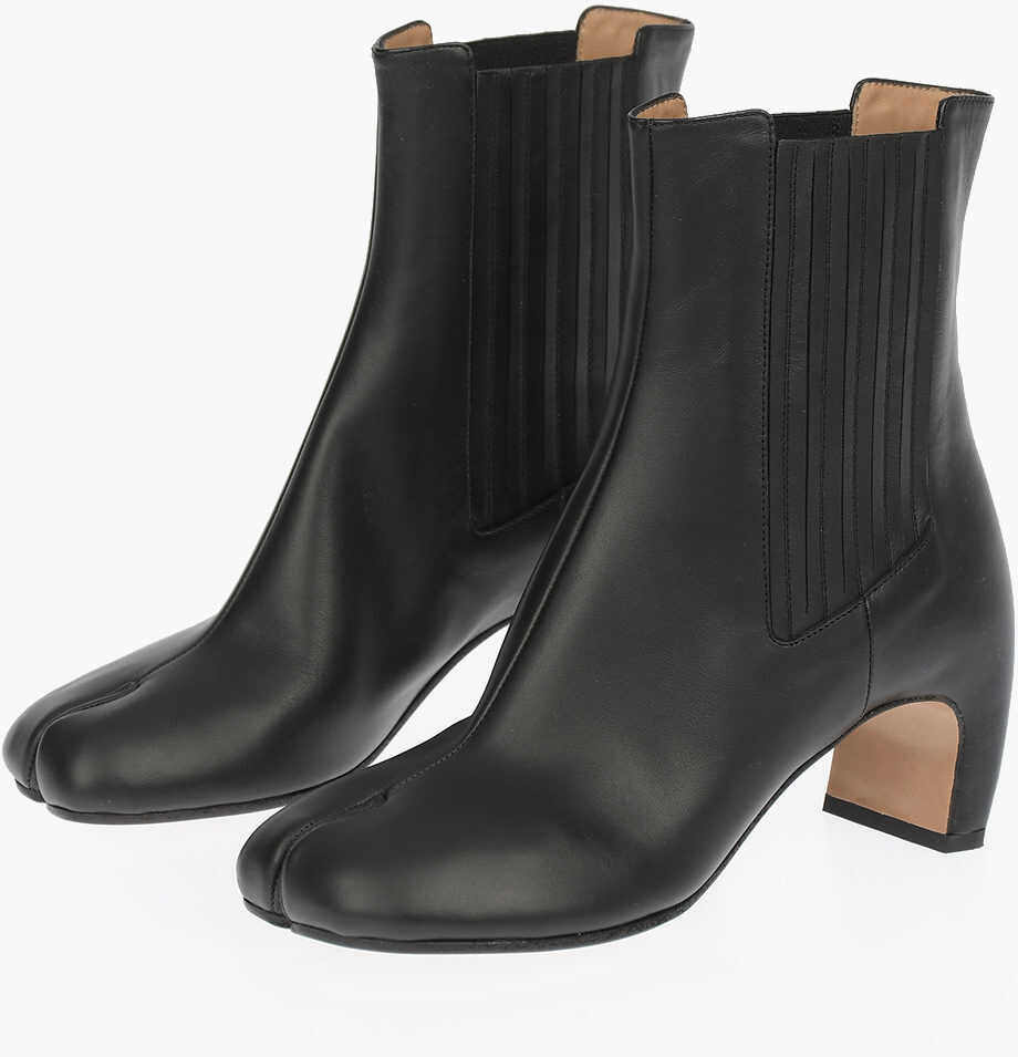 Maison Margiela Mm22 Leather Boots With Curved Heel Black b-mall.ro