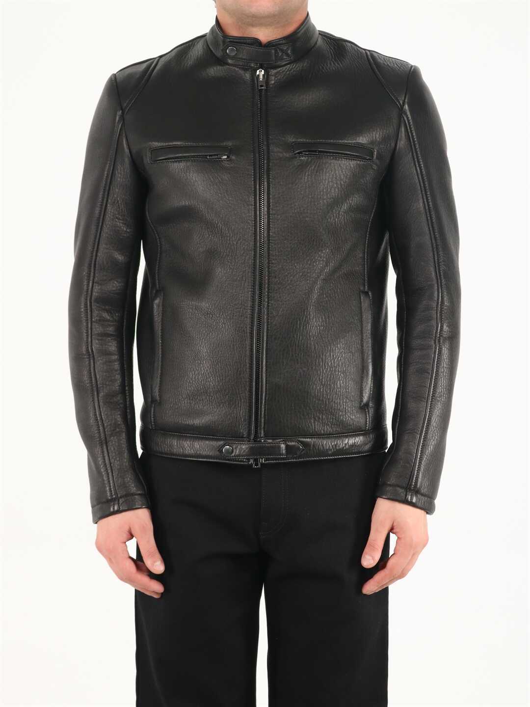 Salvatore Santoro Leather Biker Jacket BLACK