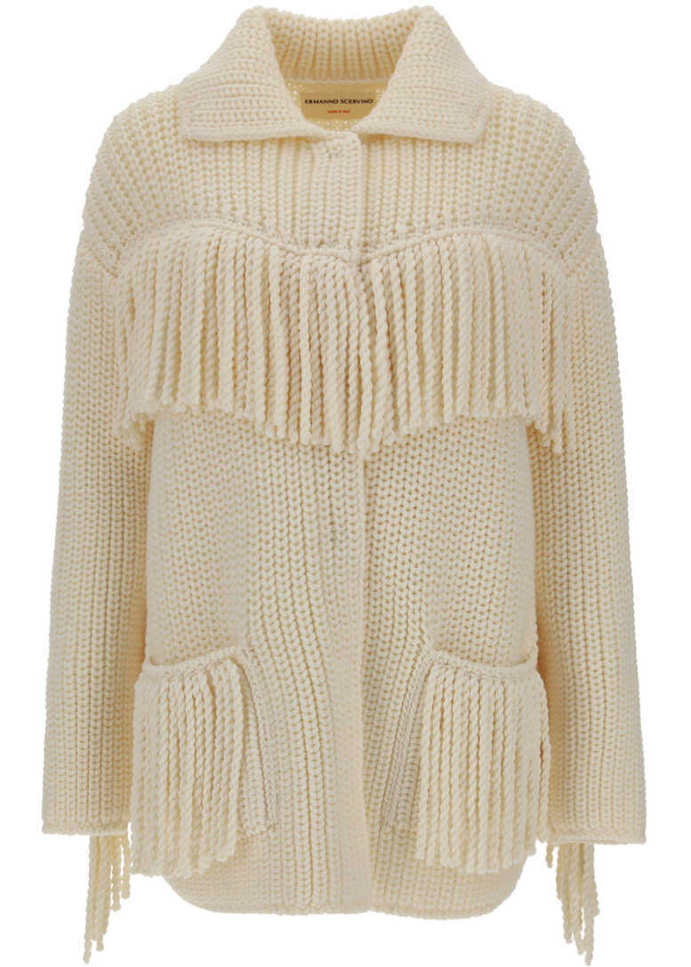 Ermanno Scervino Coat D395D308NWW BLANC DE BLANC/OFF WHITE