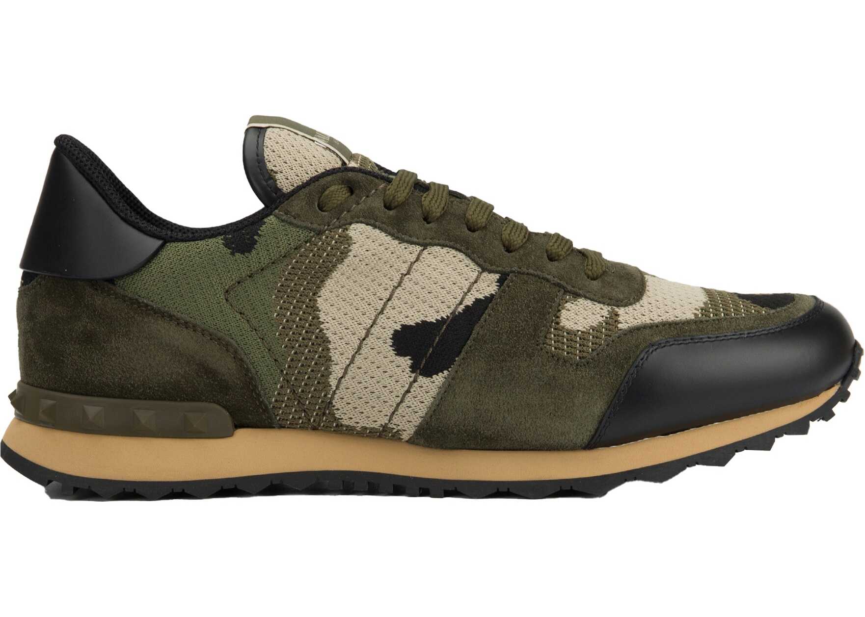 Valentino Garavani Mesh Fabric Camouflage Rockrunner Sneaker WY2S0723-QRK-31R Green