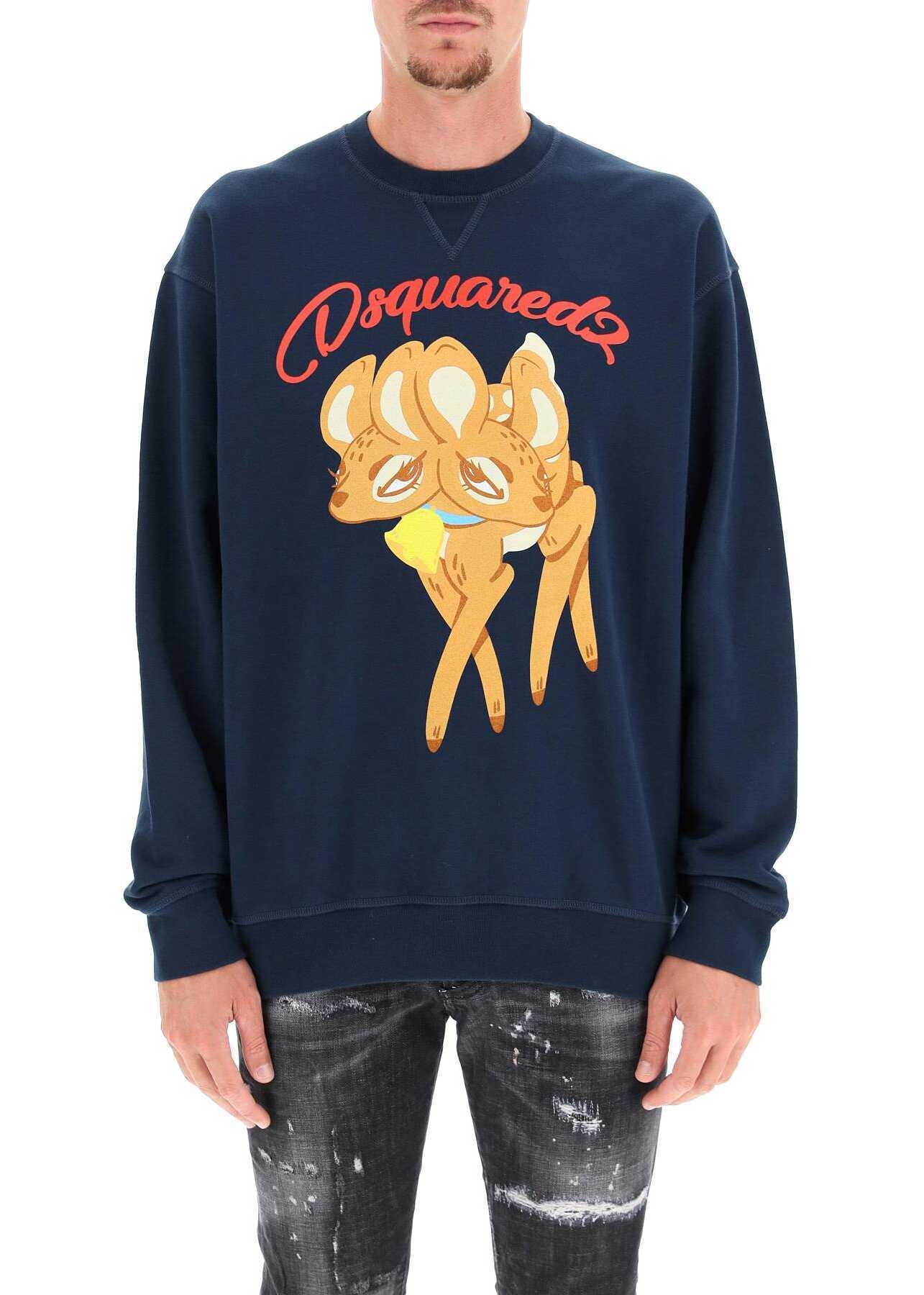 DSQUARED2 Bambi Print Sweatshirt S71GU0479 S25042 NAVY BLUE