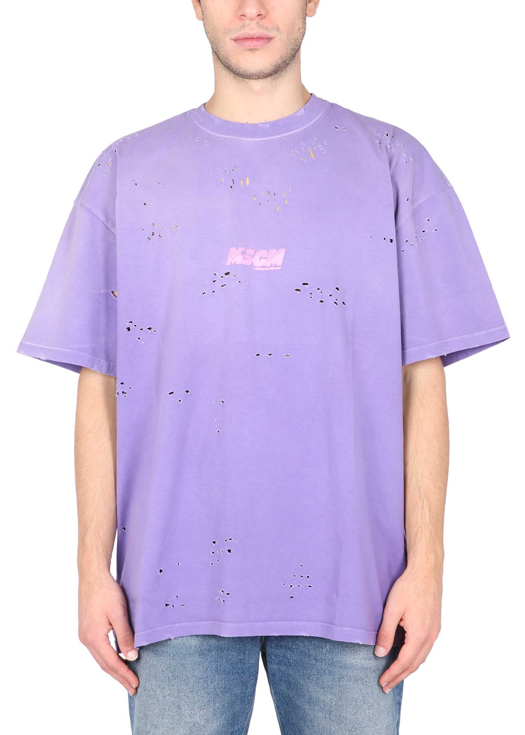 MSGM "Destroyed" T-Shirt 3140MM78_21758472 LILAC