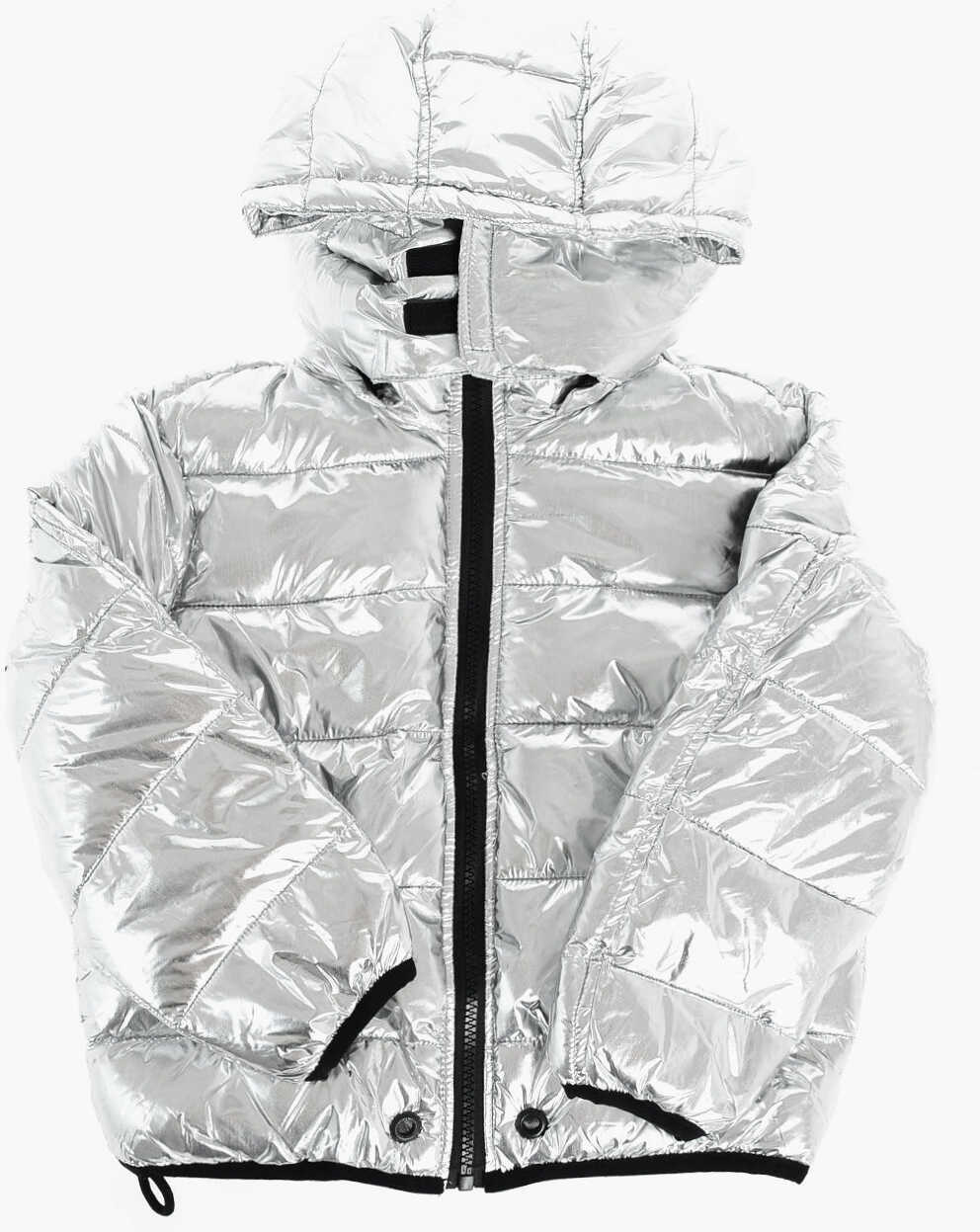 Diesel Kids Removable Hooded Jsmith Puffer Jacket Silver