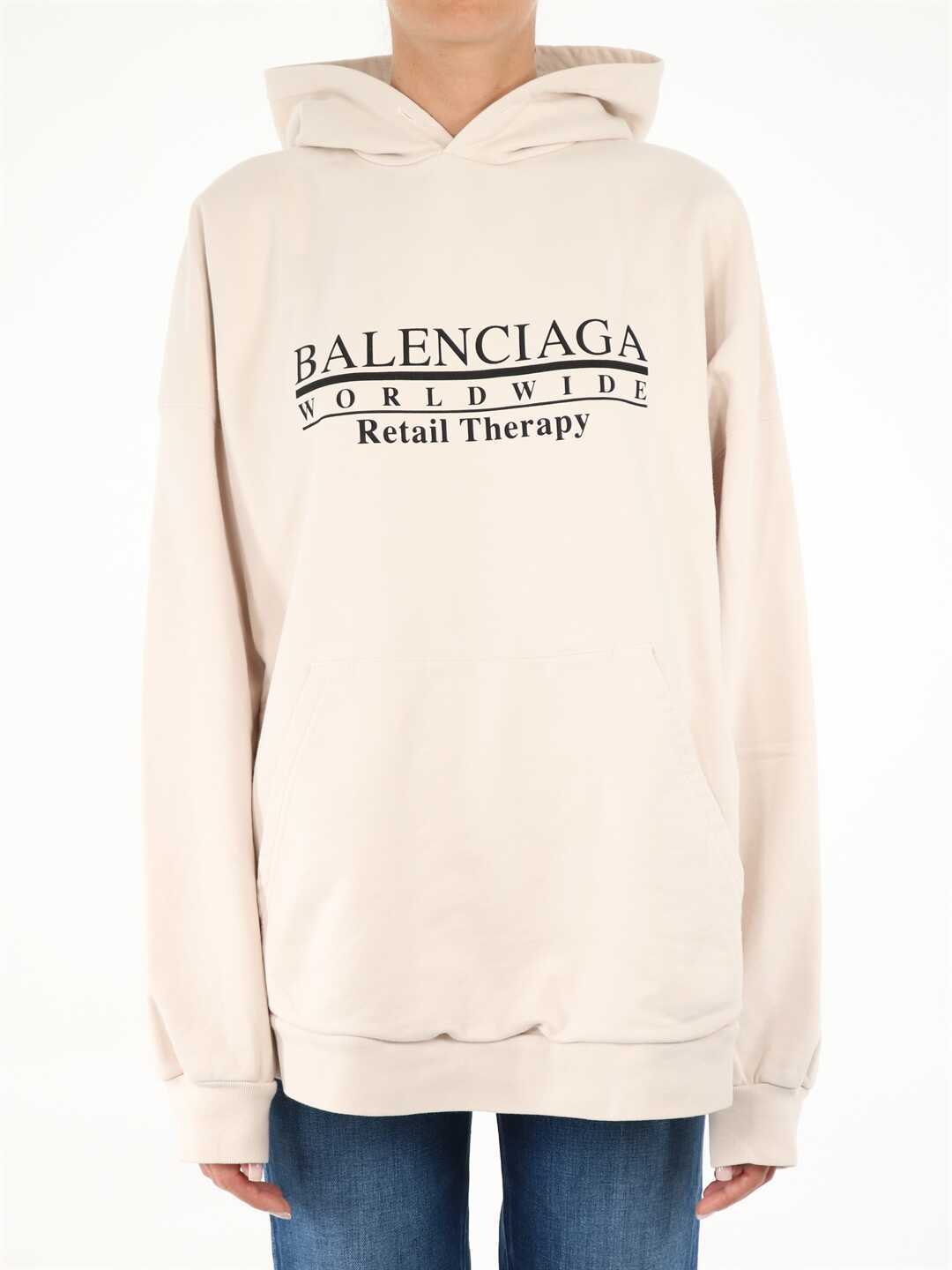 Balenciaga Hooded Sweatshirt With Logo 675003 TLVA9 White