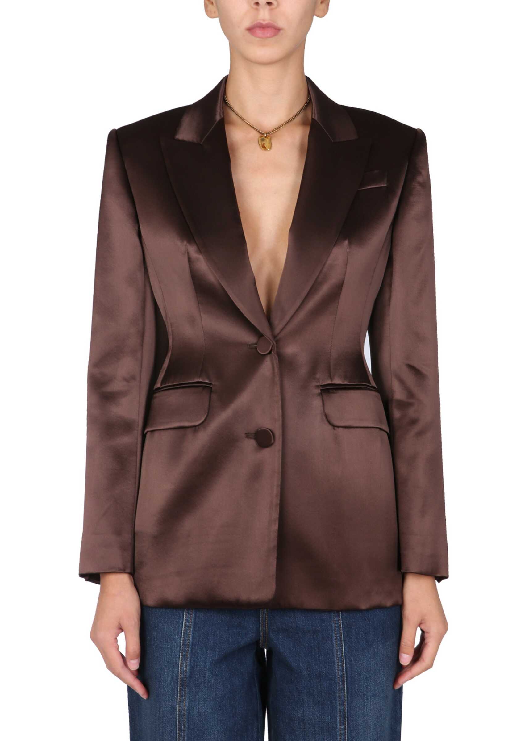 Alexander McQueen Satin Jacket 677819_QEAC92018 BROWN