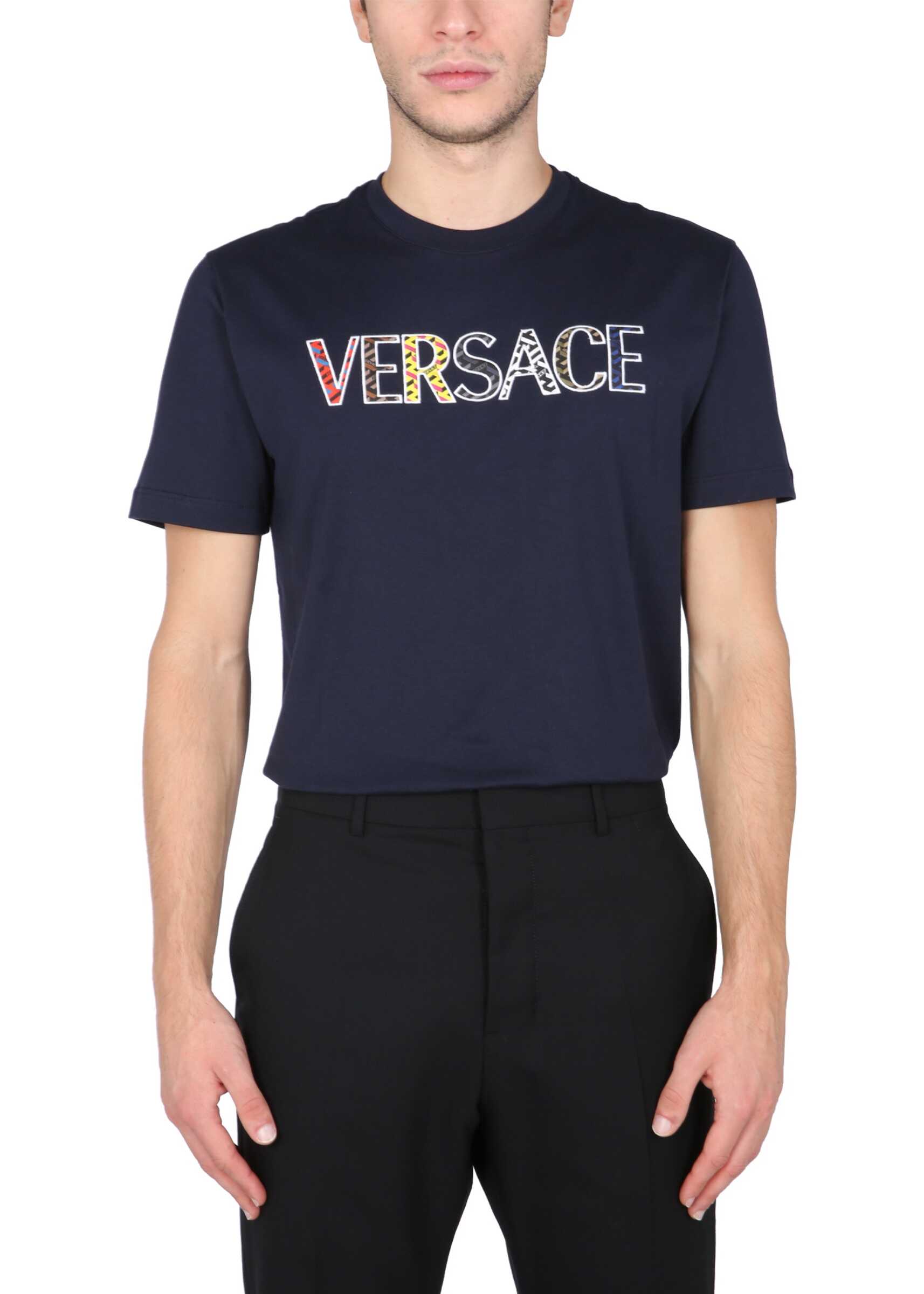 Versace Crew Neck T-Shirt 1002463_1A018111U610 BLUE