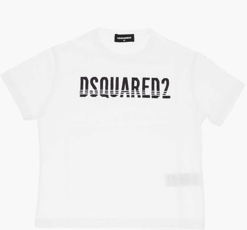 Dsquared2 kids sequined embroidered t-shirt black & white