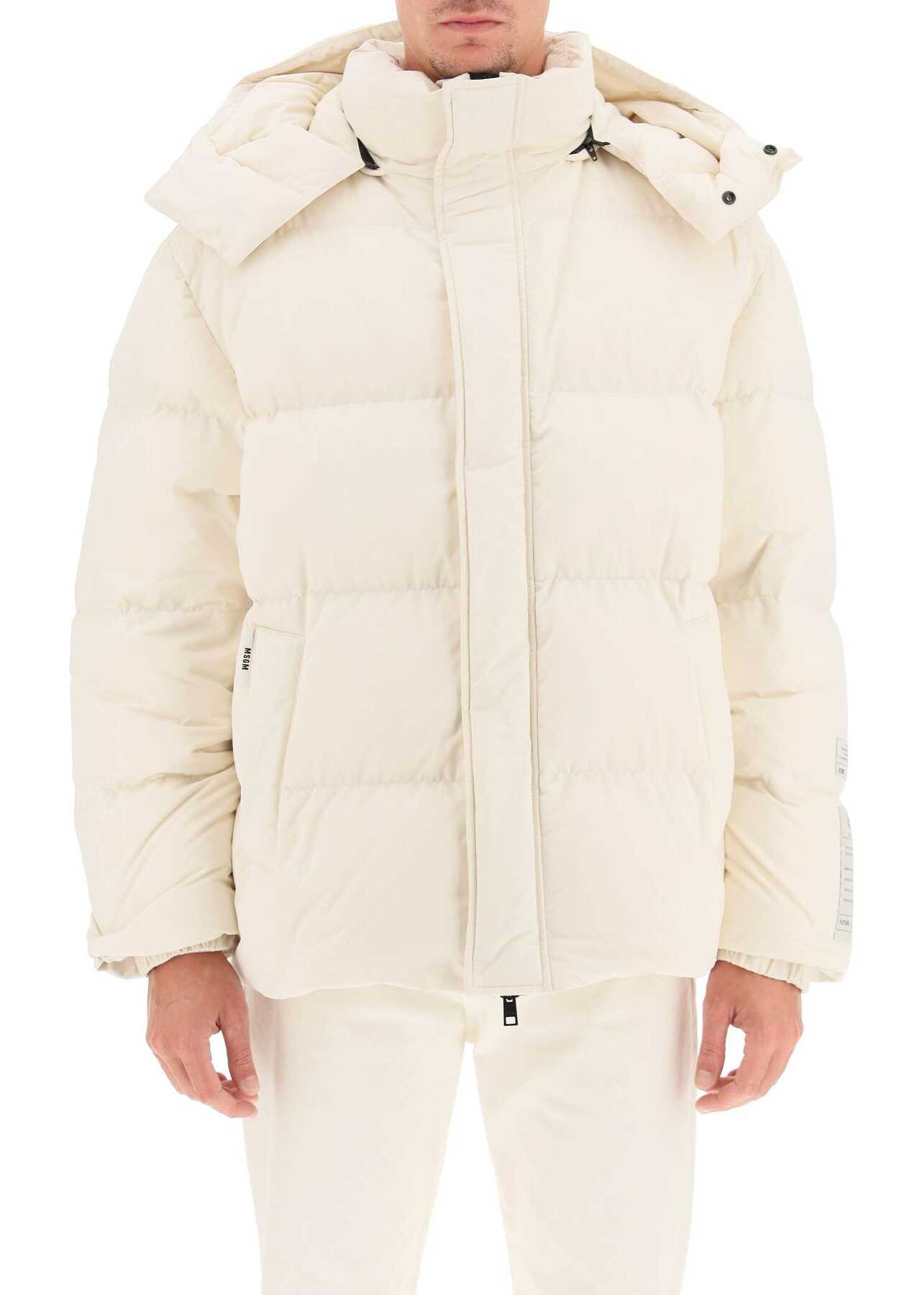 MSGM Fantastic Green Oversized Down Jacket 3140MH191X 217704 OFF WHITE