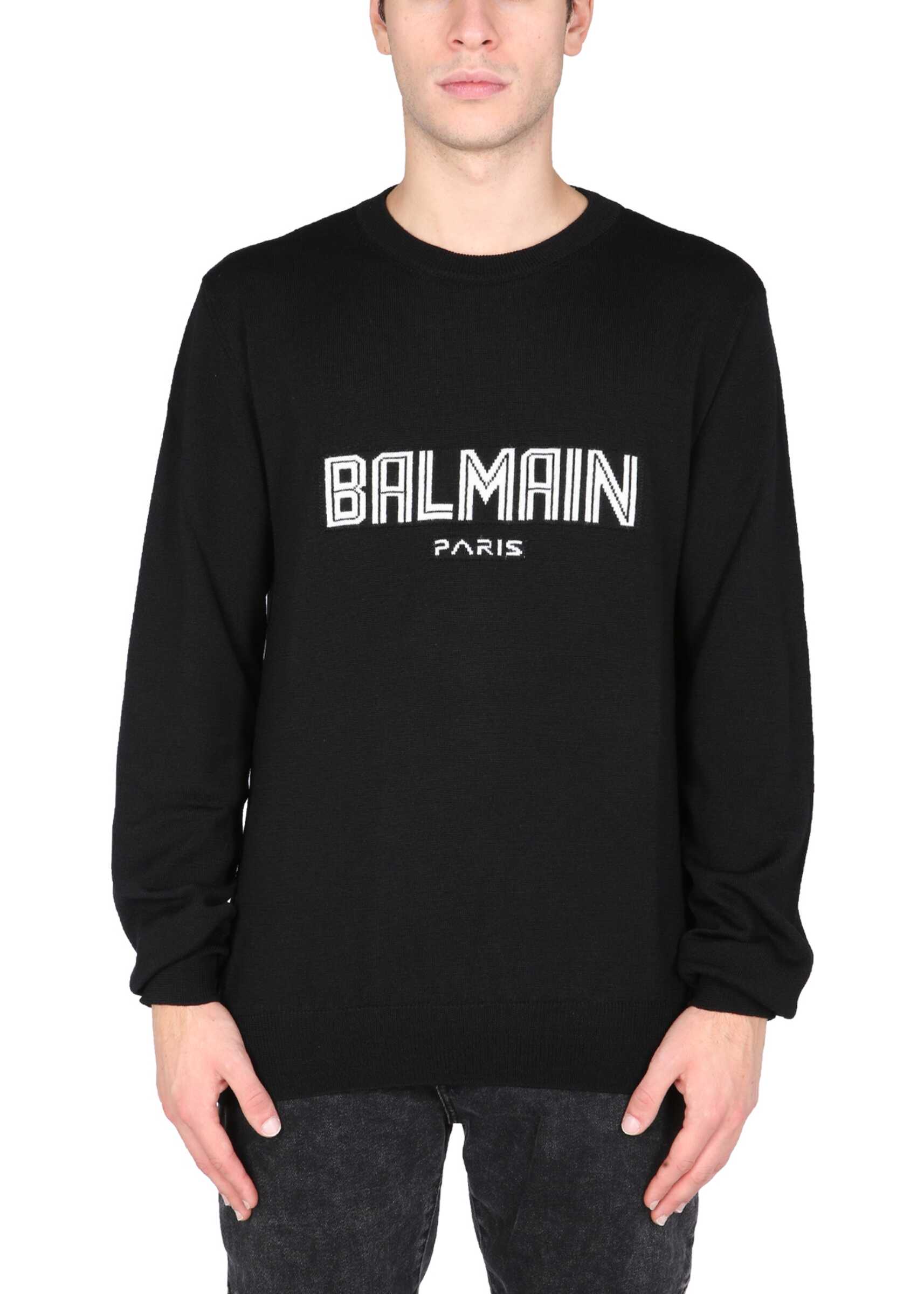 Balmain Sweater With Logo Inlay WH0KD000_K055EAB BLACK