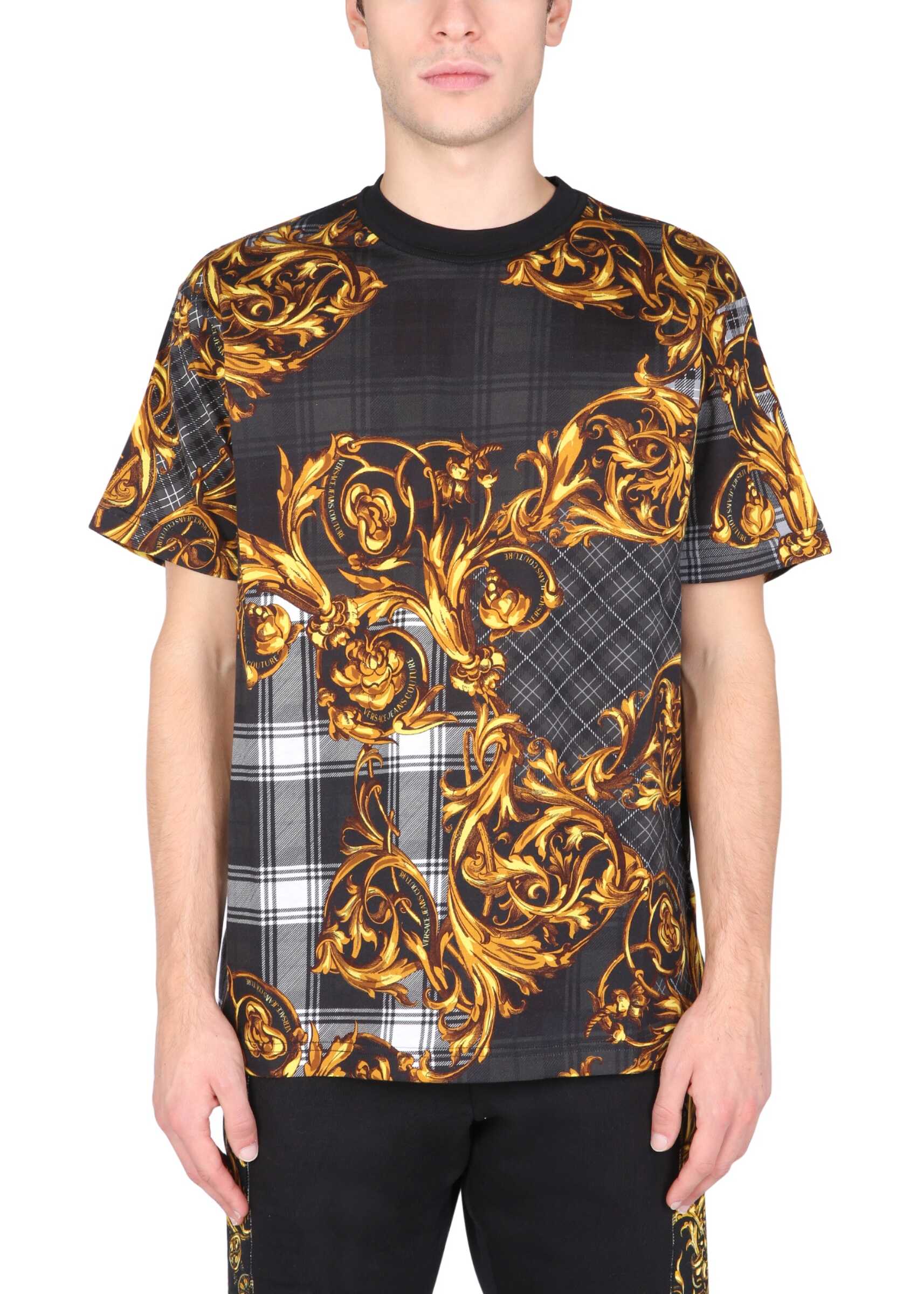 Versace Jeans Couture "Tartan Baroque" Print T-Shirt 71GAH6R6_JS025G80 MULTICOLOUR