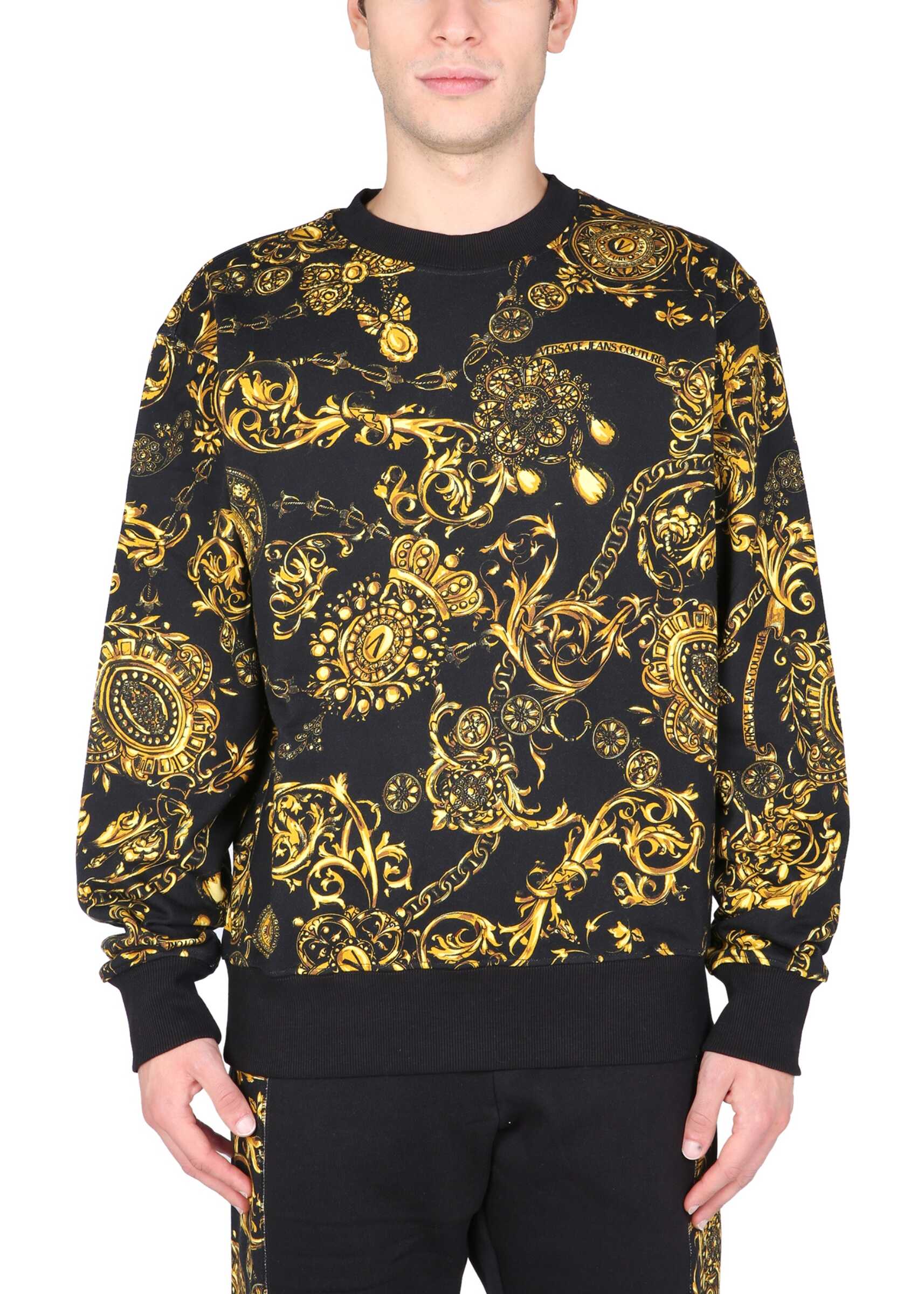 Versace Jeans Couture Sweatshirt With All Over Regalia Baroque Logo Print 71GAI3R0_FS002G89 BLACK