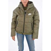 Geci de iarna Padded Hooded Puffer With Logo Print Femei