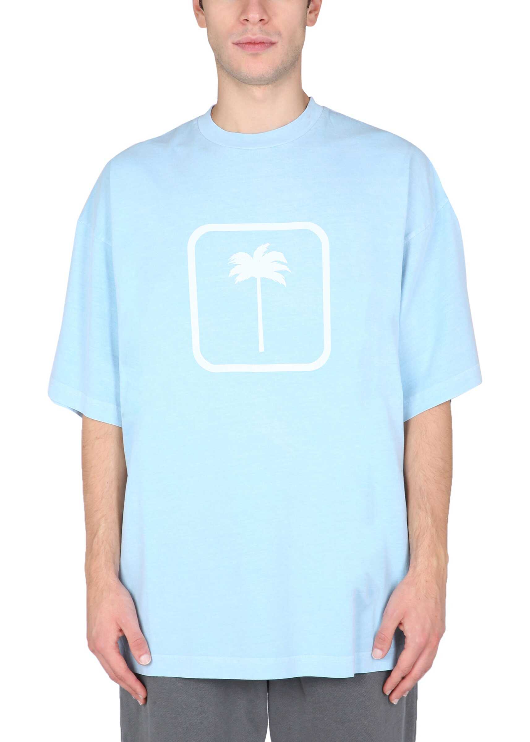 Palm Angels T-Shirt With Logo Box PMAA066_F21JER0044343 BABY BLUE